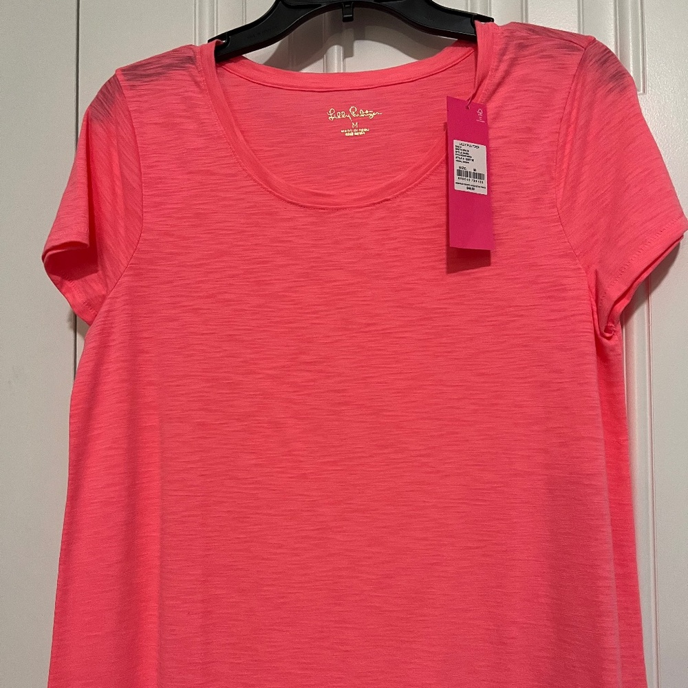 New Lilly Pulitzer Etta Scoopneck Top Coral Sands Tunic med
